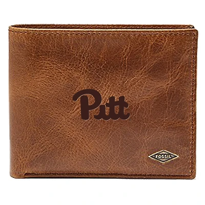 Men's Fossil Brown Pitt Panthers Leather Ryan RFID Passcase Wallet