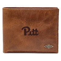 Men's Fossil Brown Pitt Panthers Leather Ryan RFID Passcase Wallet