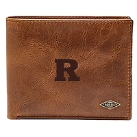 Men's Fossil Brown Rutgers Scarlet Knights Leather Ryan RFID Passcase Wallet