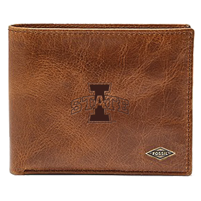 Men's Fossil Brown Iowa State Cyclones Leather Ryan RFID Passcase Wallet