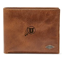 Men's Fossil Brown Utah Utes Leather Ryan RFID Passcase Wallet
