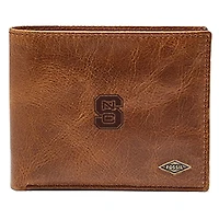 Men's Fossil Brown NC State Wolfpack Leather Ryan RFID Passcase Wallet