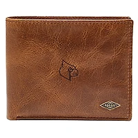 Men's Fossil Brown Louisville Cardinals Leather Ryan RFID Passcase Wallet