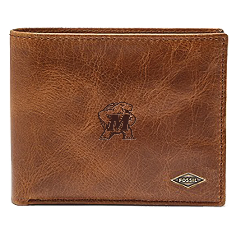Men's Fossil Brown Maryland Terrapins Leather Ryan RFID Passcase Wallet