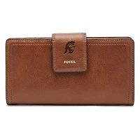 Women's Fossil Brown USC Trojans Leather Logan RFID Tab Clutch