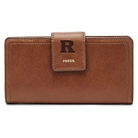 Women's Fossil Brown Rutgers Scarlet Knights Leather Logan RFID Tab Clutch