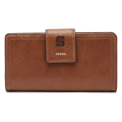 Women's Fossil Brown NC State Wolfpack Leather Logan RFID Tab Clutch