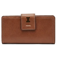 Women's Fossil Brown Illinois Fighting Illini Leather Logan RFID Tab Clutch