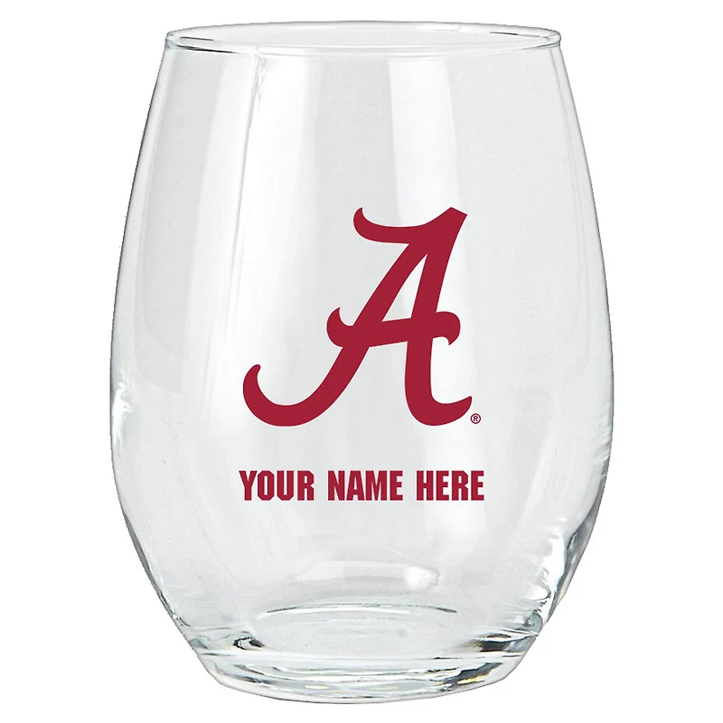 Alabama Crimson Tide 15oz. Personalized Stemless Glass Tumbler