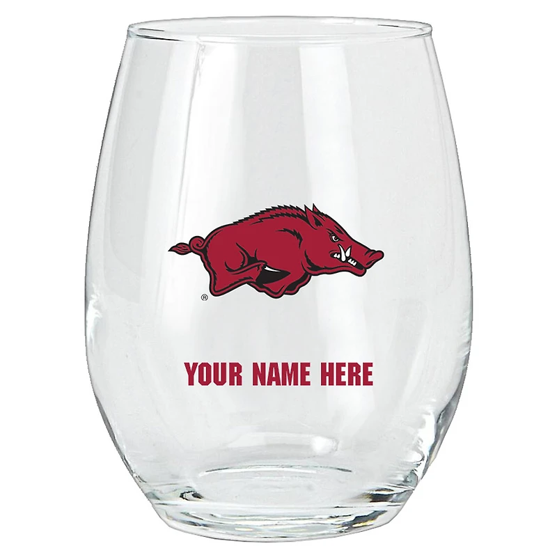 Arkansas Razorbacks 15oz. Personalized Stemless Glass Tumbler