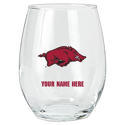 Arkansas Razorbacks 15oz. Personalized Stemless Glass Tumbler