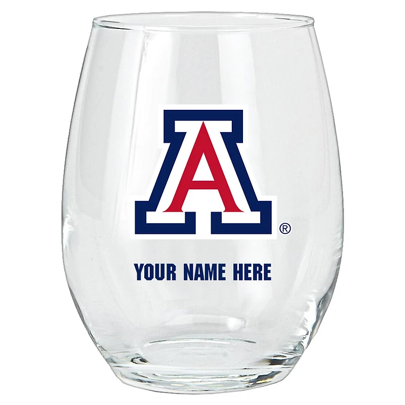 Arizona Wildcats 15oz. Personalized Stemless Glass Tumbler