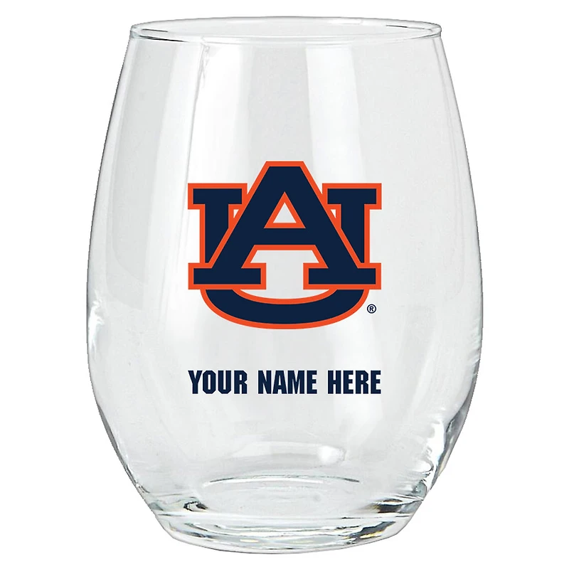 Auburn Tigers 15oz. Personalized Stemless Glass Tumbler