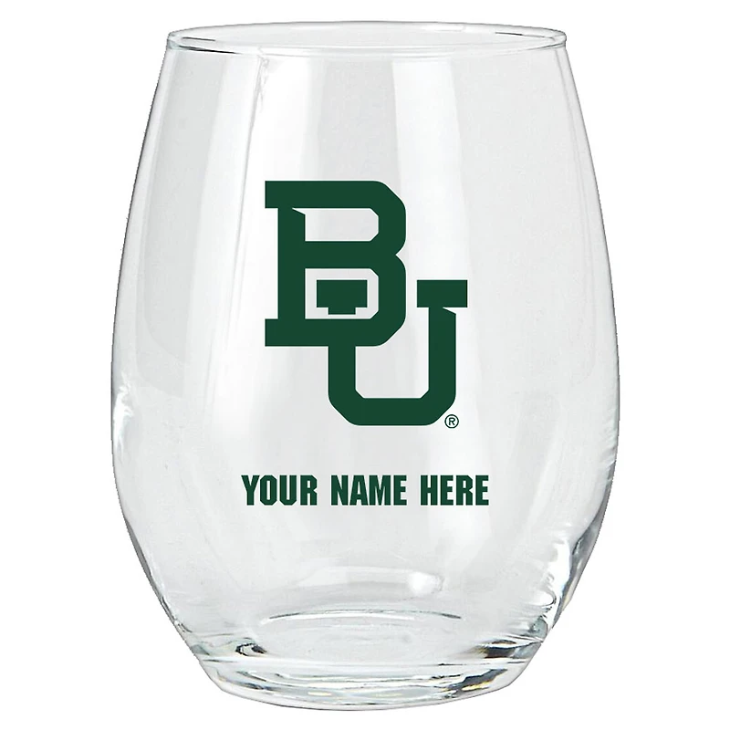 Baylor Bears 15oz. Personalized Stemless Glass Tumbler