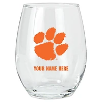 Clemson Tigers 15oz. Personalized Stemless Glass Tumbler