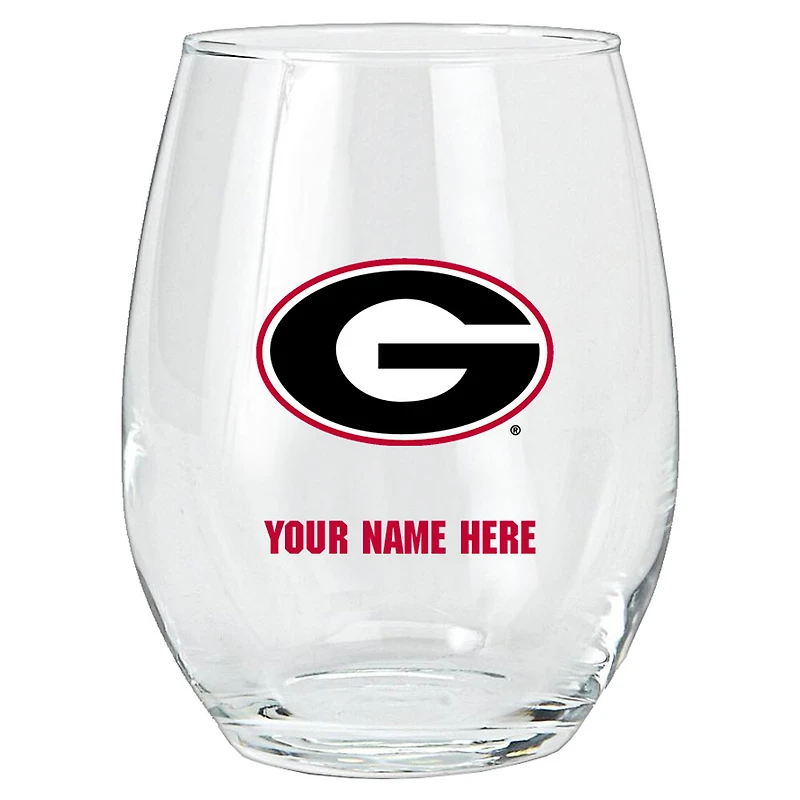 Georgia Bulldogs 15oz. Personalized Stemless Glass Tumbler