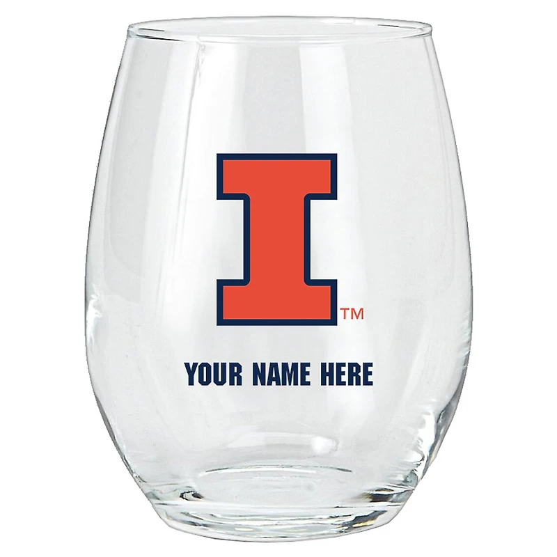 Illinois Fighting Illini 15oz. Personalized Stemless Glass Tumbler