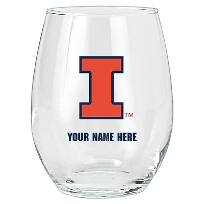 Illinois Fighting Illini 15oz. Personalized Stemless Glass Tumbler