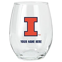 Illinois Fighting Illini 15oz. Personalized Stemless Glass Tumbler