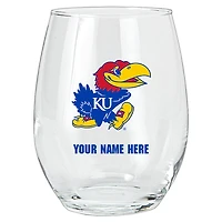 Kansas Jayhawks 15oz. Personalized Stemless Glass Tumbler