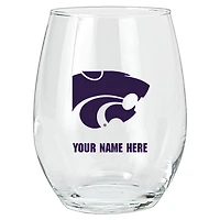 Kansas State Wildcats 15oz. Personalized Stemless Glass Tumbler