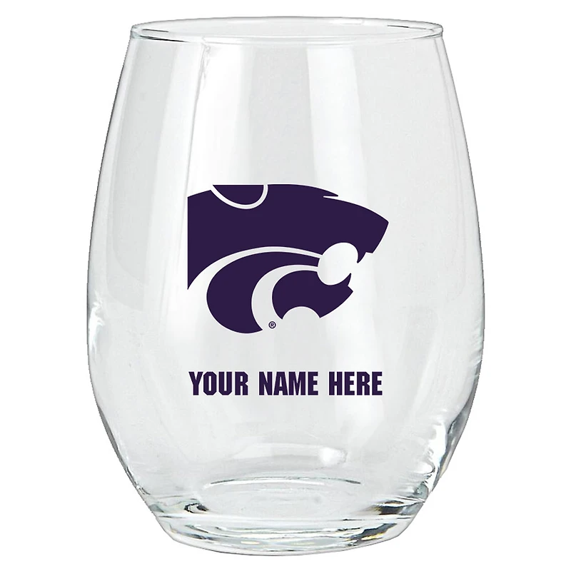 Kansas State Wildcats 15oz. Personalized Stemless Glass Tumbler