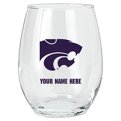 Kansas State Wildcats 15oz. Personalized Stemless Glass Tumbler