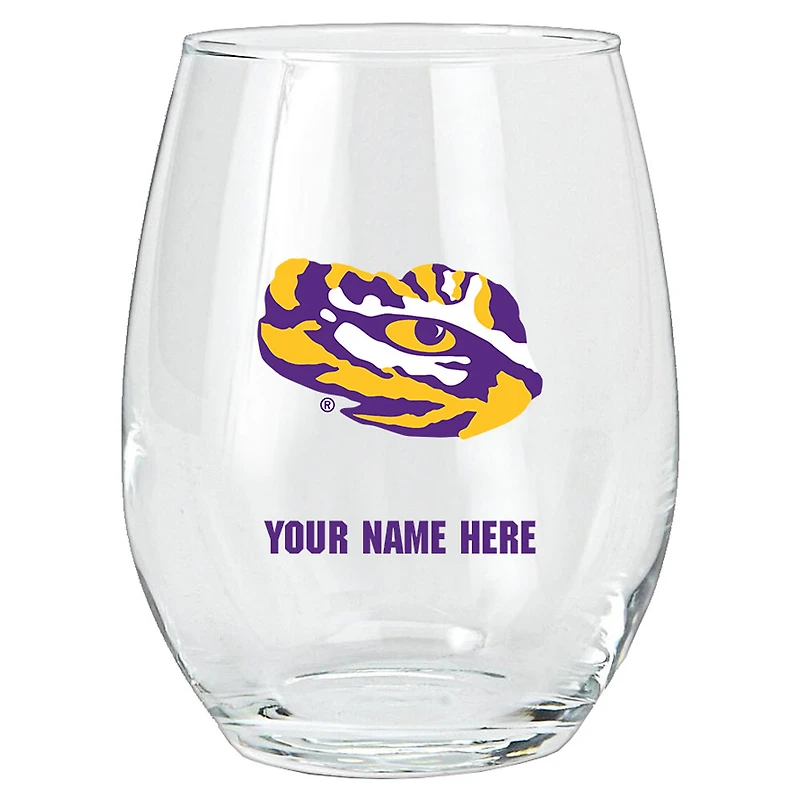 LSU Tigers 15oz. Personalized Stemless Glass Tumbler
