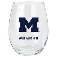 Michigan Wolverines 15oz. Personalized Stemless Glass Tumbler