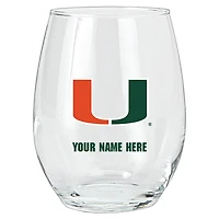 Miami Hurricanes 15oz. Personalized Stemless Glass Tumbler