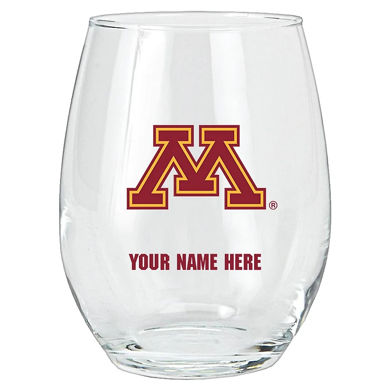 Minnesota Golden Gophers 15oz. Personalized Stemless Glass Tumbler