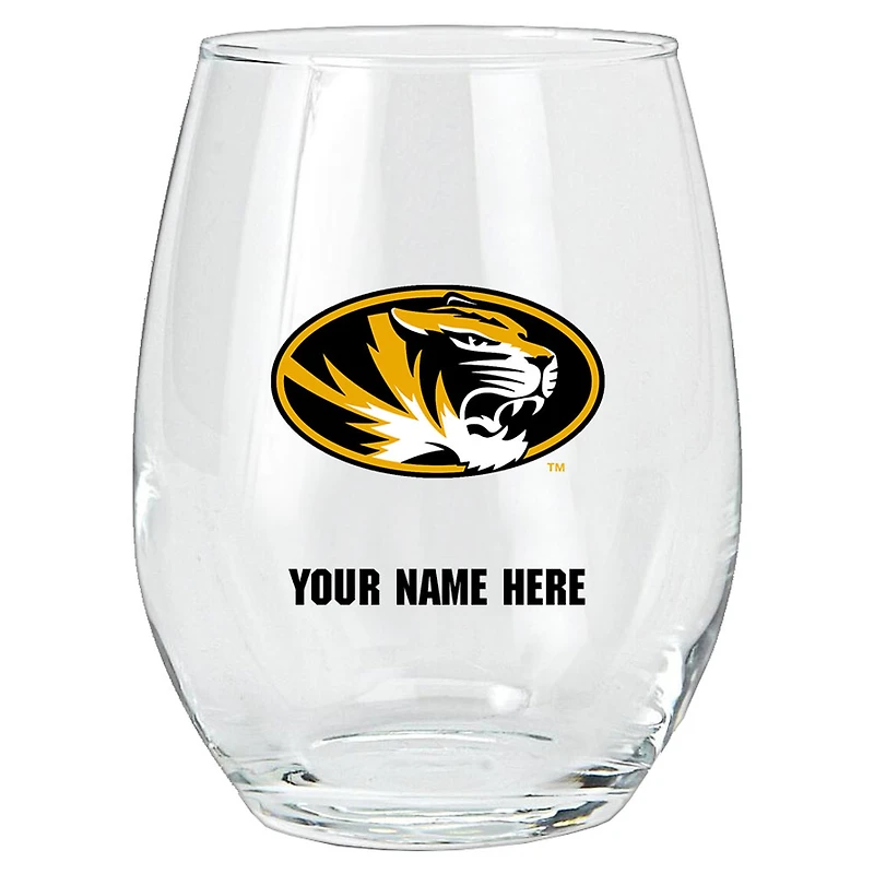 Missouri Tigers 15oz. Personalized Stemless Glass Tumbler