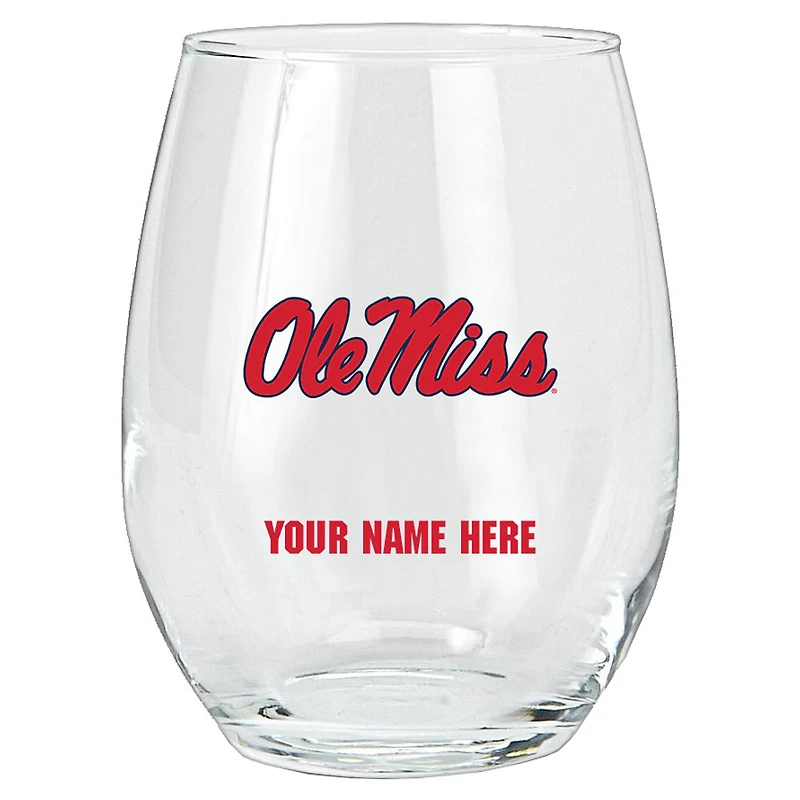 Ole Miss Rebels 15oz. Personalized Stemless Glass Tumbler