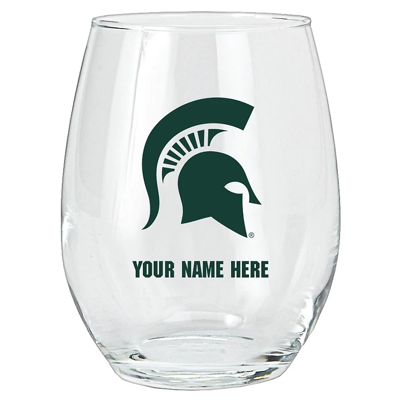 Michigan State Spartans 15oz. Personalized Stemless Glass Tumbler