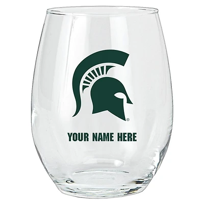 Michigan State Spartans 15oz. Personalized Stemless Glass Tumbler