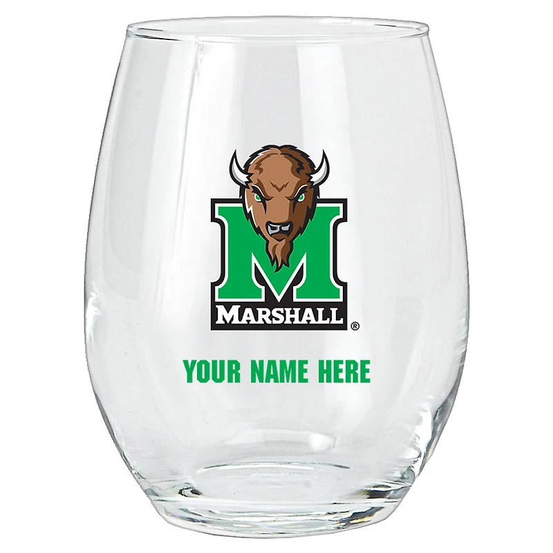Marshall Thundering Herd 15oz. Personalized Stemless Glass Tumbler