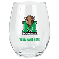 Marshall Thundering Herd 15oz. Personalized Stemless Glass Tumbler