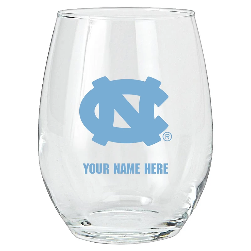 North Carolina Tar Heels 15oz. Personalized Stemless Glass Tumbler