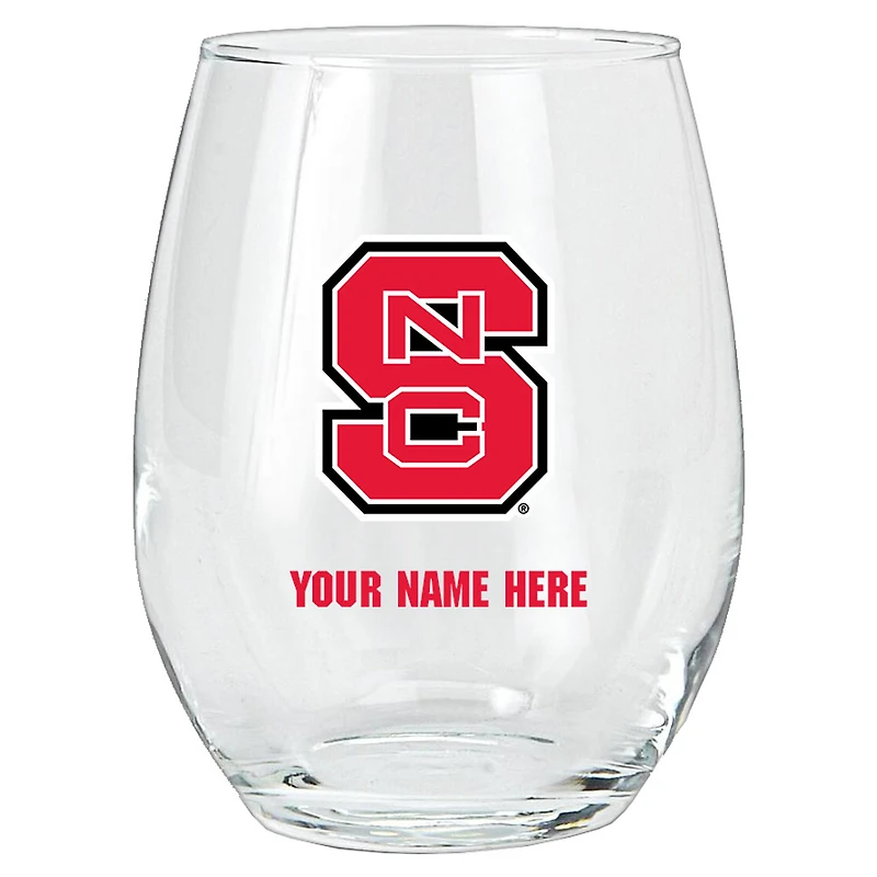 NC State Wolfpack 15oz. Personalized Stemless Glass Tumbler