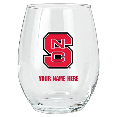 NC State Wolfpack 15oz. Personalized Stemless Glass Tumbler