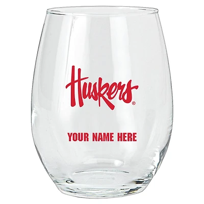 Nebraska Huskers 15oz. Personalized Stemless Glass Tumbler