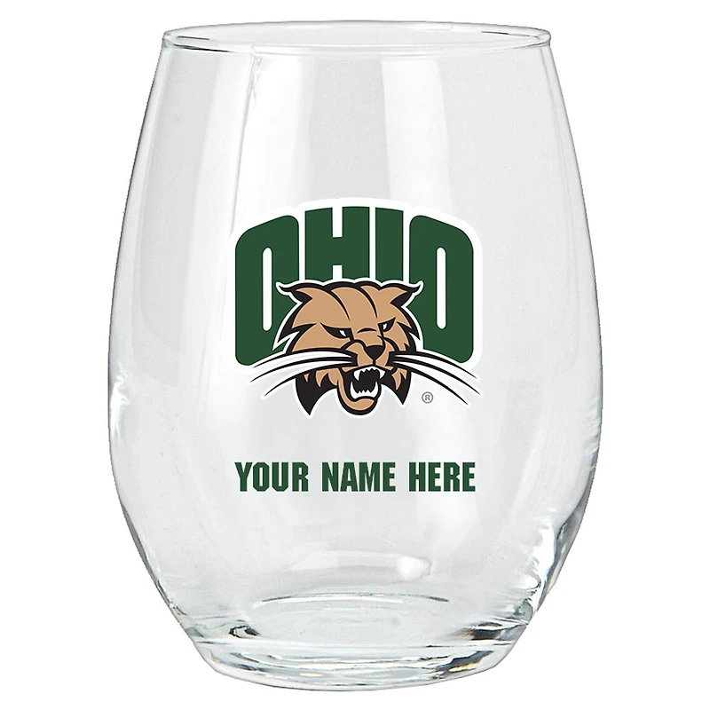 Ohio Bobcats 15oz. Personalized Stemless Glass Tumbler