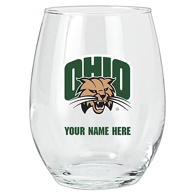 Ohio Bobcats 15oz. Personalized Stemless Glass Tumbler
