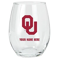 Oklahoma Sooners 15oz. Personalized Stemless Glass Tumbler