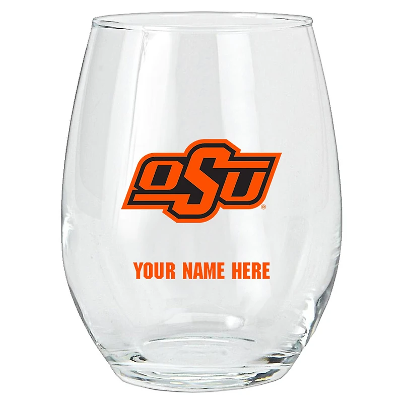 Oklahoma State Cowboys 15oz. Personalized Stemless Glass Tumbler