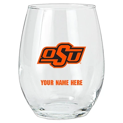 Oklahoma State Cowboys 15oz. Personalized Stemless Glass Tumbler