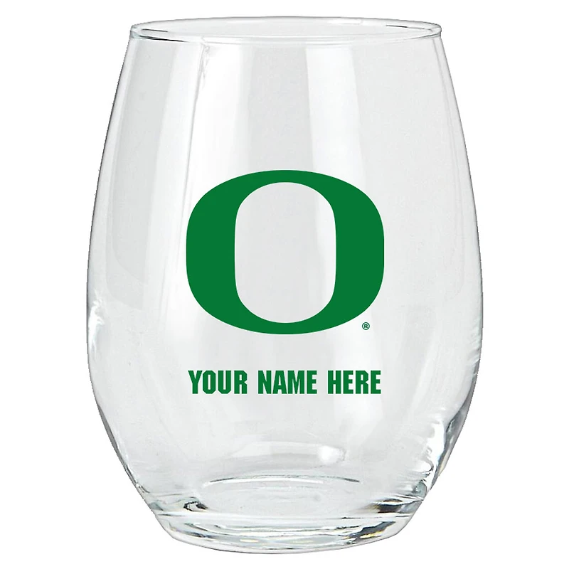 Oregon Ducks 15oz. Personalized Stemless Glass Tumbler