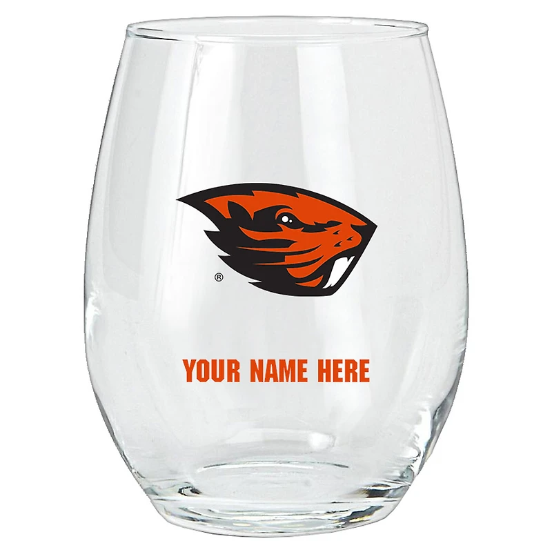 Oregon State Beavers 15oz. Personalized Stemless Glass Tumbler