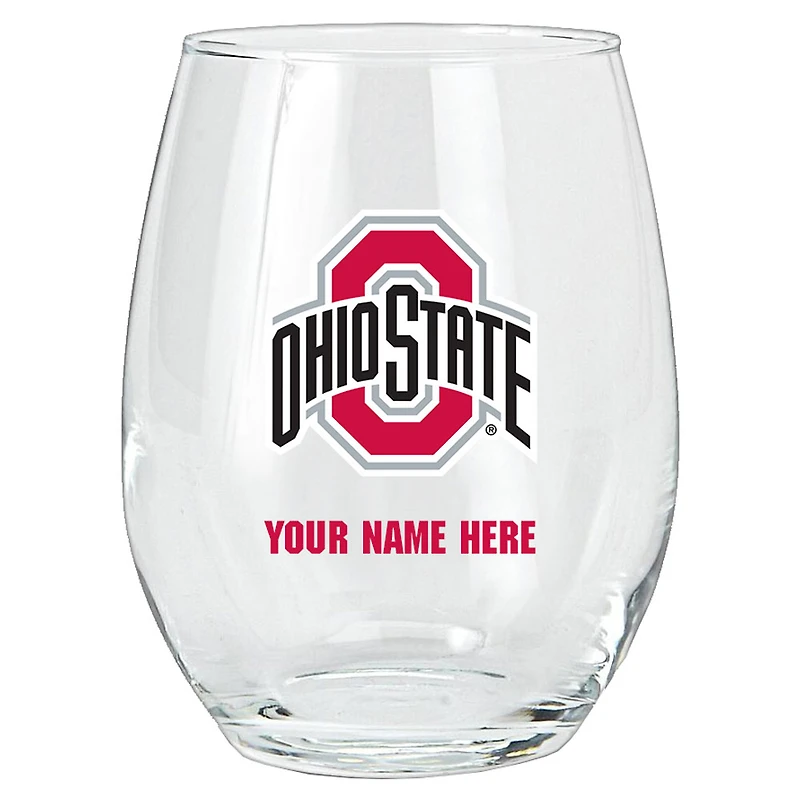 Ohio State Buckeyes 15oz. Personalized Stemless Glass Tumbler