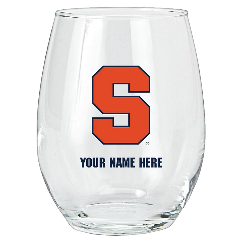 Syracuse Orange 15oz. Personalized Stemless Glass Tumbler